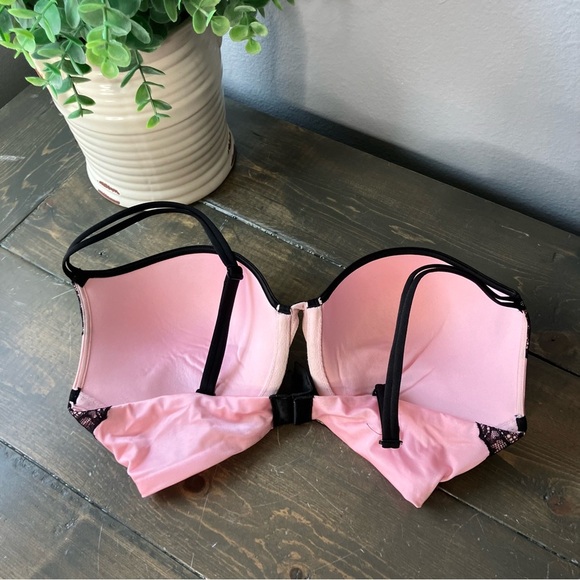 victoria's secret Bra 34dd Very Sexy Push Up Pink Black Lace - Picture 3 of 6